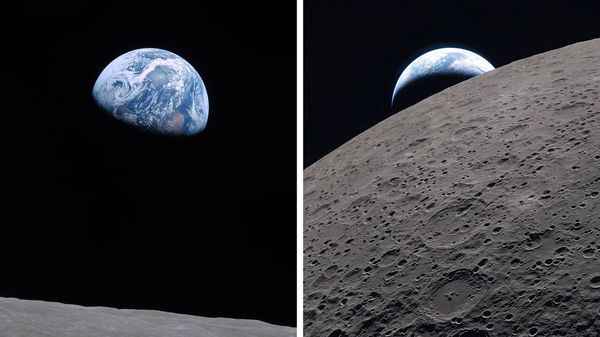 Earth and Moon, then and now image