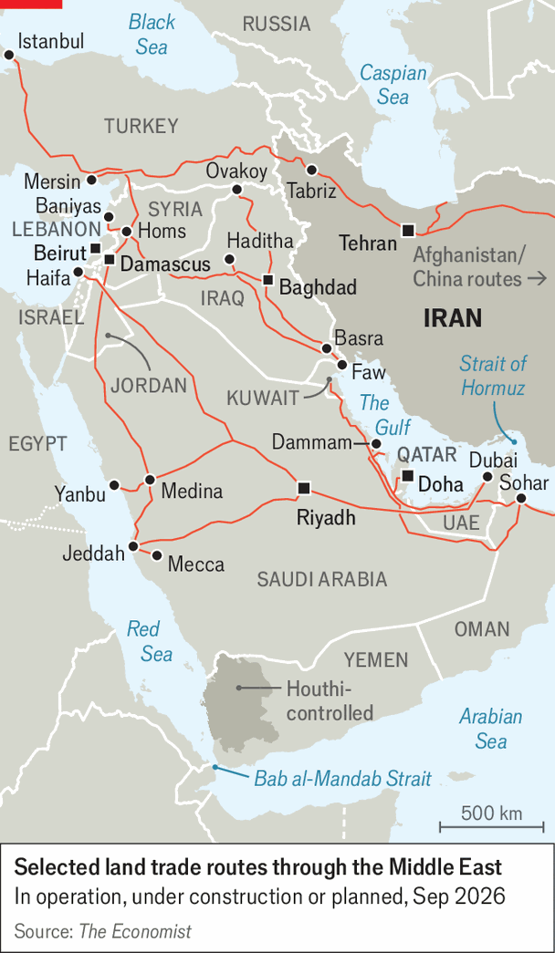 As the Iran war menaces shipping, land routes are making a comeback image