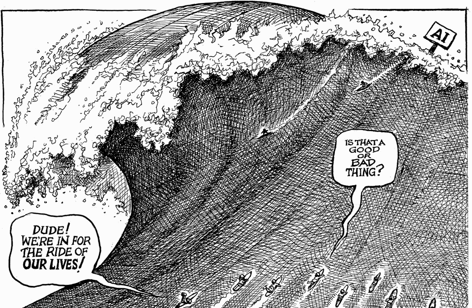 Cartoon: AI tsunami image